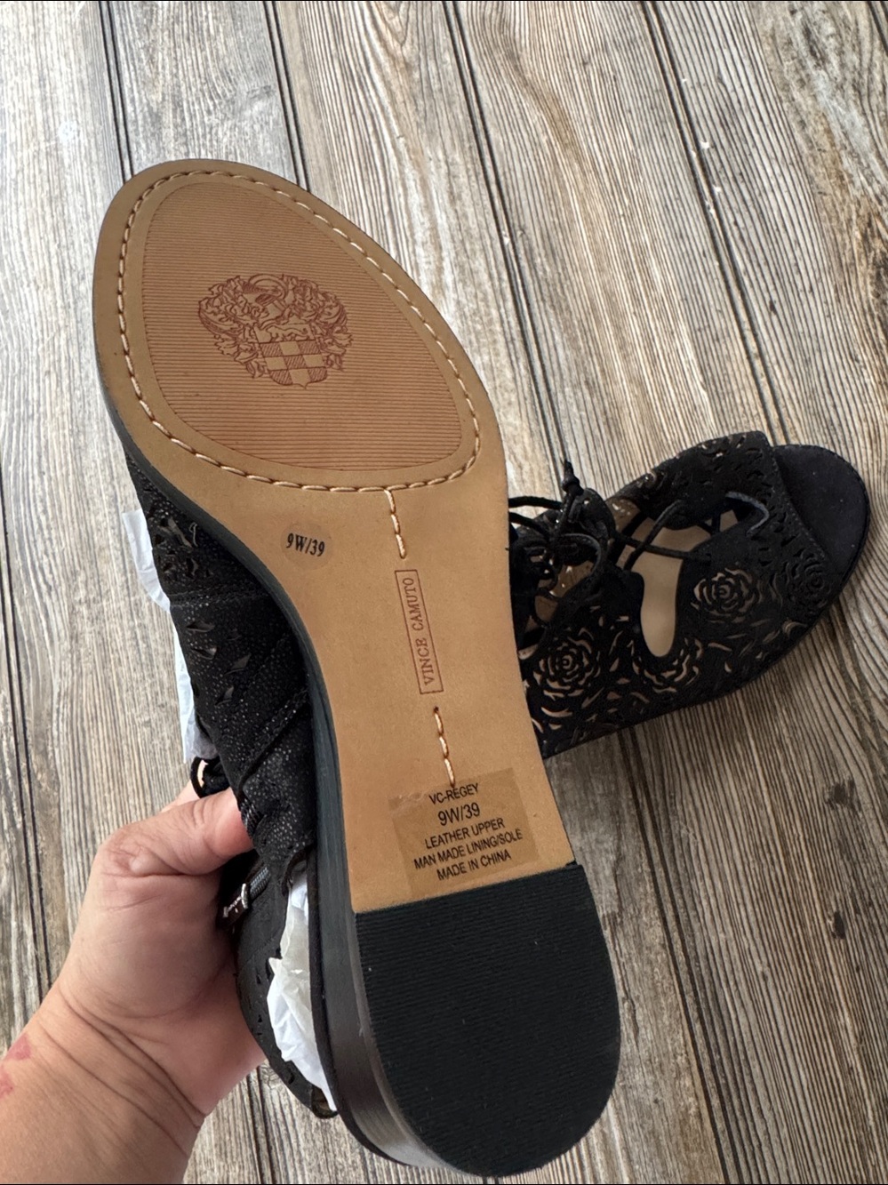 Vince Camuto Retana Suede leather Lace Up Wedge Sandal 9 wide - Picture 4 of 5
